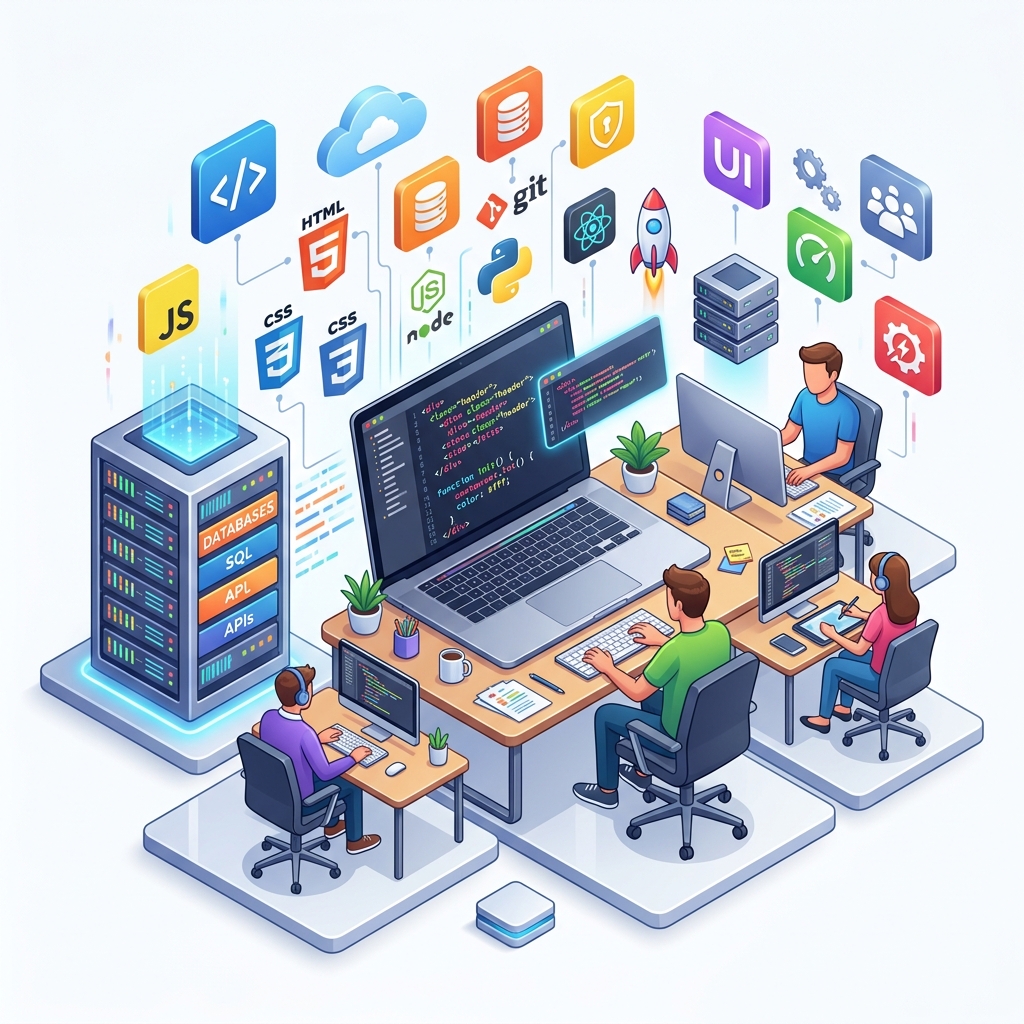 Modern 3D Web Development Illustration