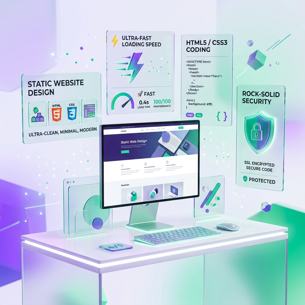 Static Website Design Services 3D Illustration